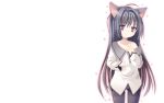  akemi_homura animal_ears black_hair blush catgirl long_hair mahou_shoujo_madoka_magica pantyhose purple_eyes rubi-sama violet_eyes white 