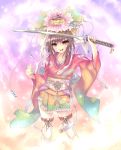  flower garters hair_flower hair_ornament highres japanese_clothes kimono peroshiti_aniki solo sword weapon 