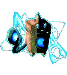  arutarufu aura blue_eyes full_body grin no_humans pokemon pokemon_(creature) pokemon_focus rotom rotom_(wash) simple_background smile solo white_background 