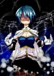  absurdres blue_hair cape closed_eyes eyes_closed gloves highres magical_girl mahou_shoujo_madoka_magica mei_(jewel_at_time) miki_sayaka musical_note solo tears 