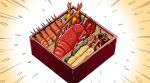  food homing_(areya) homing_(artist) shinryaku!_ikamusume shrimp shrimp_tempura tempura 