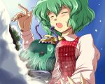  antennae ascot between_breasts breast_smother breasts commentary_request flx green_hair head_between_breasts kazami_yuuka multiple_girls plaid plaid_skirt plaid_vest short_hair skirt skirt_set tartan touhou wriggle_nightbug youkai 
