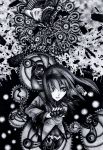  akemi_homura building chotto explosive gears grenade hairband highres mahou_shoujo_madoka_magica monochrome solo traditional_media walpurgis_no_yoru walpurgisnacht_(madoka_magica) weapon 