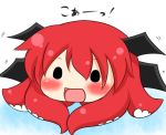  :d a-rusu artist_request bat_wings blush chibi flapping happy head_wings koa_(phrase) koakuma o_o open_mouth red_hair redhead simple_background smile solo takoluka tentacle tentacles the_embodiment_of_scarlet_devil touhou translated wings 