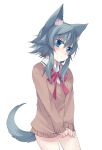  blue_eyes highres long_sleeves miz_01 mizuki_(koko_lost) original payot ribbon solo sweater_dress tail 