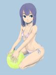 beachball bikini black_eyes face flat_chest hands nakoru-san original purple_hair short_hair solo swimsuit 