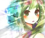  artist_request bare_shoulders blush close green_eyes green_hair gumi open_mouth portrait solo source_request vocaloid 