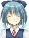  bad_id cirno closed_eyes eyes_closed grin mio_18navel sketch smile solo touhou 
