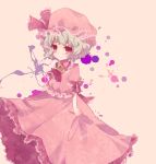  bad_id blue_hair bow brooch dress gem hat jewelry manon0219 no_wings red_eyes remilia_scarlet short_hair solo touhou 