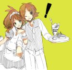  6927mukutuna apron cake couple food grin ice_cream maid_headdress pokemon pokemon_(game) pokemon_black_and_white pokemon_bw short_hair smile sundae touko_(pokemon) touya_(pokemon) tray waiter waitress 