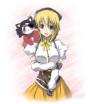  artist_request blonde_hair breasts charlotte_(madoka_magica) cosplay eyepatch fingerless_gloves infinite_stratos laura_bodewig laura_bodewig_(cosplay) mahou_shoujo_madoka_magica mister_(black_and_white) namesake open_mouth purple_eyes season_connection source_request tomoe_mami tomoe_mami_(cosplay) 