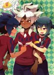  baddap_sleed blue_hair braid dark_skin eska_bamel facial_mark food green_hair hajime_(vasu) imagining inazuma_eleven inazuma_eleven_(series) long_hair mistorene_callus multiple_boys open_mouth purple_eyes red_eyes saliva soccer_uniform tattoo violet_eyes white_hair 