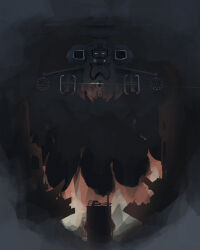  aircraft attack_helicopter black_sky coaxial_rotors engine green_light helicopter highres military military_vehicle missile_pod no_humans renakohii rotor sky smoke the_forever_winter vehicle_focus 
