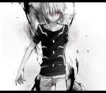  1boy accelerator monochrome red_eyes short_hair solo spot_color to_aru_kagaku_no_railgun to_aru_majutsu_no_index toooka 