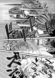  comic hong_meiling izayoi_sakuya monochrome sword touhou translated warugaki_(sk-ii) weapon 