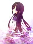  akemi_homura bad_id black_hair gradient_hair hairband highres long_hair magical_girl mahou_shoujo_madoka_magica maryrara multicolored_hair pantyhose purple_eyes purple_hair solo tears violet_eyes 