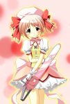  blush bubble_skirt chainsaw cosplay hat kaname_madoka kore_wa_zombie_desu_ka? magical_girl mahou_shoujo_madoka_magica parody pink_hair s.s smile twintails weapon 