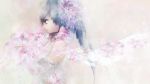  artist_request bare_shoulders blue_hair flower grey_eyes happy hatsune_miku long_hair rose smile solo source_request vocaloid 