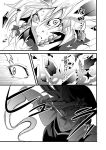  comic glowing glowing_eyes grin hong_meiling izayoi_sakuya monochrome multiple_girls smile touhou translated translation_request warugaki_(sk-ii) 