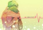  artist_request bare_shoulders green_hair hatsune_miku hatsune_mikuo hug long_hair source_request vocaloid 