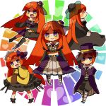  detached_sleeves dress gothic_lolita hat lolita_fashion long_hair male midriff mini_top_hat multicolored_eyes multiple_persona namine_ritsu navel open_mouth red_hair redhead short_hair smile top_hat trap utau vocaloid 