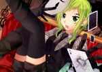  green_eyes green_hair gumi mask necktie poker_face_(vocaloid) thigh-highs vocaloid 