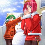  kamigishi_akari multi multiple_girls pantyhose robot_ears snowman to_heart 