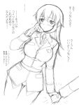  charlotte_e_yeager hand_holding holding_hands long_hair military military_uniform monochrome necktie strike_witches translation_request uniform 