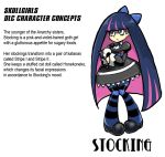  1girl blue_hair bow dress english gothic_lolita green_eyes hair_bow honekoneko_(psg) lolita_fashion long_hair multicolored_hair panty_&amp;_stocking_with_garterbelt parody pigeon-toed pink_hair skullgirls solo stocking_(psg) striped striped_legwear stuffed_cat style_parody sukaponta thigh-highs two-tone_hair very_long_hair 