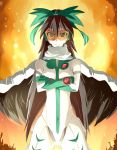  8_(nec8484) black_wings bow cosplay crossed_arms crossover diebuster glasses gunbuster_pose hair_bow long_hair nono nono_(cosplay) nono_(top_wo_nerae_2!) radiation_symbol red_eyes reiuji_utsuho safety_glasses scarf solo symbol-shaped_pupils third_eye top_wo_nerae_2! touhou very_long_hair wings 
