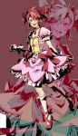  bow enmiria gloves hair_bow kaname_madoka magical_girl mahou_shoujo_madoka_magica pink_hair shoes short_twintails solo twintails white_gloves white_legwear yellow_eyes zoom_layer 