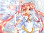  adult angel_wings bishoujo_senshi_sailor_moon bow brooch chibi_usa choker crescent double_bun earrings elbow_gloves facial_mark forehead_mark gloves hair_flip hair_ornament hairpin heart jewelry kaminary long_hair magic magical_girl moon payot pink_hair pleated_skirt red_eyes ribbon sailor_chibi_moon sailor_collar skirt smile solo super_sailor_chibi_moon twintails white_gloves wings 