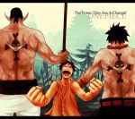  angry back bad_id edward_newgate male monkey_d_luffy multiple_boys muscle one_piece portgas_d_ace shirtless tattoo title_drop tsuyomaru 