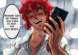  absurdres cellphone dvart_r18 gundam gundam_suisei_no_majo highres jewelry phone red_hair ring smartphone suletta_mercury 