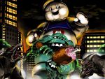  city dog food ghost ghostbusters meat monster nekoixa night no_humans slimer stay_puft 