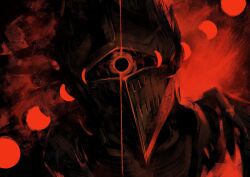  1other absurdres armor breastplate commentary dark_souls_(series) dark_souls_iii english_commentary helm helmet highres hunk_404 looking_at_viewer moon one-eyed portrait red_moon red_theme shoulder_armor solo soul_of_cinder 