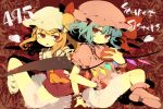  2girls azuma_seiji blonde_hair blue_hair flandre_scarlet multiple_girls red_eyes remilia_scarlet siblings sisters touhou wings 