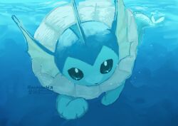  absurdres black_eyes commentary_request highres nashimochi_4 no_humans pokemon pokemon_(creature) pokemon_focus solo twitter_username underwater vaporeon watermark 