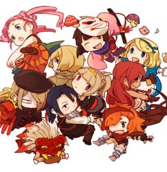  4boys 6+girls 8'108 armor ballista_(sekaiju) ballista_4_(sekaiju) beast_king_(sekaiju) beast_king_1_(sekaiju) blue_dress blue_hair brown_gloves brown_hair brown_hat chibi chibi_only dark-skinned_female dark_skin dress eating fang farmer_(sekaiju) farmer_4_(sekaiju) food fox_mask gloves hair_over_one_eye hat high_ponytail japanese_clothes kimono long_hair mask meat monk_(sekaiju) monk_2_(sekaiju) multiple_boys multiple_girls official_alternate_color one_eye_covered open_mouth orange_hair orange_pants pants phalanx_(sekaiju) phalanx_2_(sekaiju) pink_hair pink_kimono pirate_(sekaiju) pirate_1_(sekaiju) ponytail sekaiju_no_meikyuu sekaiju_no_meikyuu_3 shinobi_(sekaiju) shinobi_4_(sekaiju) short_hair simple_background smile sovereign_(sekaiju) sovereign_2_(sekaiju) teeth twintails upper_teeth_only white_background white_gloves zodiac_(sekaiju) zodiac_3_(sekaiju) 