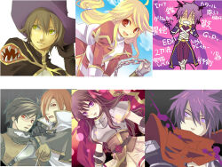  2girls 5boys @_@ archer_(ragnarok_online) armor assassin_(ragnarok_online) assassin_cross_(ragnarok_online) black_cape black_gloves blonde_hair boobplate bow brown_gloves brown_hair brown_shirt brown_vest cape chain closed_mouth commentary_request compilation creator_(ragnarok_online) cross cross_necklace cross_of_prontera dress expressionless gloves green_eyes hair_bow hair_over_one_eye hat high_priest_(ragnarok_online) jewelry juliet_sleeves kavach_icarus laurell_weinder long_hair long_sleeves lord_knight_(ragnarok_online) mage_(ragnarok_online) midori126 multiple_boys multiple_girls muneate necklace open_mouth pants pauldrons puffy_sleeves purple_cape purple_hair purple_hat purple_pants purple_shirt ragnarok_online red_bow red_dress red_eyes red_hair sash shirt short_hair shoulder_armor smile two-tone_dress upper_body vest violet_eyes waist_cape white_dress white_sash witch_hat 