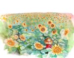  chikama child flower hat monkey_d_luffy net one_piece straw_hat sunflower young 