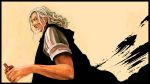  bottle facial_hair glasses long_hair looking_back male old_man one_piece silvers_rayleigh smile tsuyomaru 
