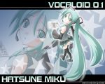  aqua_eyes aqua_hair bare_shoulders blush book detached_sleeves hatsune_miku headphones iganseijin long_hair skirt solo source_request standing twintails vocaloid 