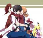  1boy 1girl 884 couple hug kotone_(pokemon) mew pikachu pokemon pokemon_(creature) red_(pokemon) 