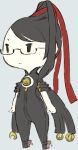  bayonetta_(character) black_hair chibi final_fantasy glasses hikari_no_4_senshi mota parody simple_background solo style_parody 