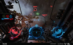  3d adobe_illustrator_(medium) artist_logo artist_name atomhawk clouds cockpit commentary company_logo company_name copyright_logo copyright_name dated_commentary english_commentary eve:_valkyrie eve_online flying highres hologram holographic_interface lightning_bolt_symbol logo mike_howie military_vehicle no_humans official_art photoshop_(medium) planet pov pov_cockpit realistic science_fiction space_station spacecraft star_(sky) starfighter starry_sky_background unreal_engine_(medium) vehicle_interior 