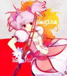  bad_id bow bow_(weapon) bubble_skirt en. en_(p-ce) gloves hair_bow kaname_madoka magical_girl mahou_shoujo_madoka_magica p-ce pink_eyes pink_hair short_twintails title_drop twintails weapon white_gloves 