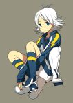  blue_eyes footwear fubuki_shirou inazuma_eleven inazuma_eleven_(series) jacket mami smile soccer_uniform socks solo white_hair 