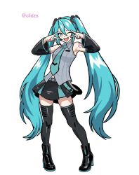  aqua_belt aqua_eyes aqua_hair aqua_necktie aqua_trim armpits artist_name bare_shoulders belt black_boots black_skirt black_sleeves black_thighhighs boots clidzs collared_shirt commentary_request detached_sleeves double_v grey_shirt hair_between_eyes hair_ornament hatsune_miku hatsune_miku_(vocaloid6) heart heart_hair_ornament highres long_hair necktie number_tattoo one_eye_closed portuguese_commentary shirt shoulder_tattoo sidelocks simple_background skirt striped_clothes striped_shirt tattoo thigh-highs tie_clip twitter_username v vertical-striped_clothes vertical-striped_shirt very_long_hair vocaloid white_background wide_sleeves wing_collar zettai_ryouiki 