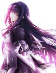  akemi_homura bad_id black_hair hairband highres kzcjimmy light lips long_hair magical_girl mahou_shoujo_madoka_magica purple_eyes purple_hair simple_background solo violet_eyes 